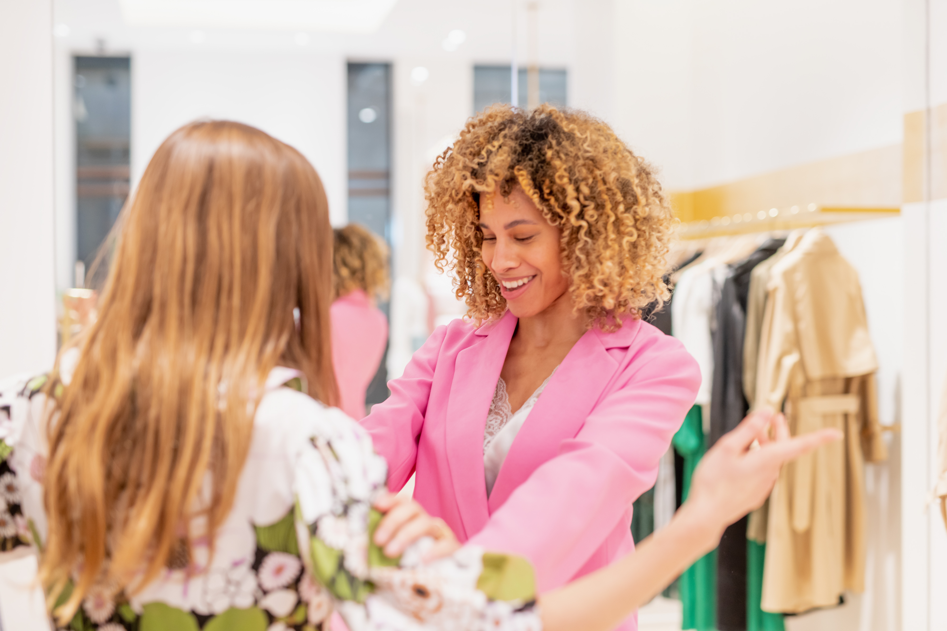 women trying on clothing