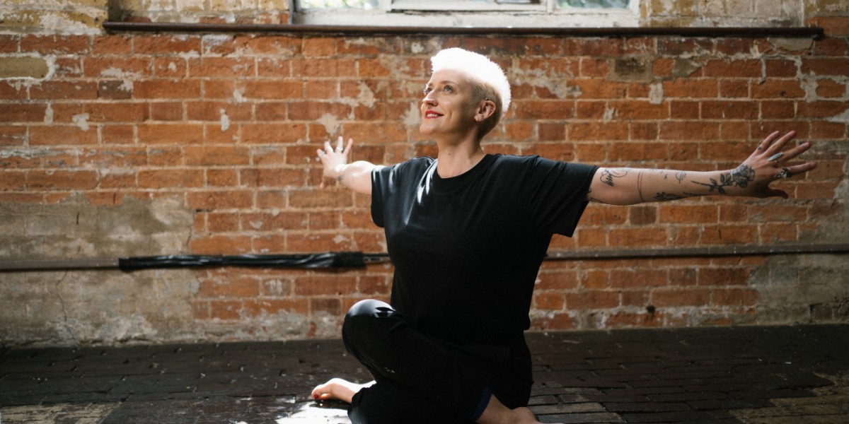 Woman doing yoga stretches