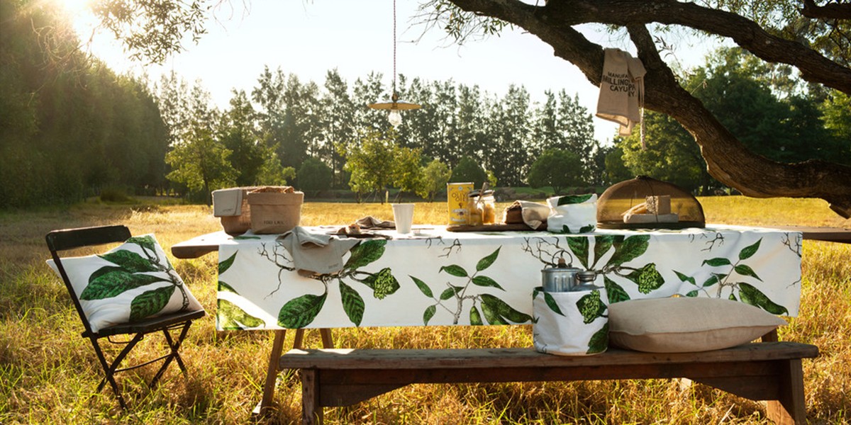 dressed dinner table in field